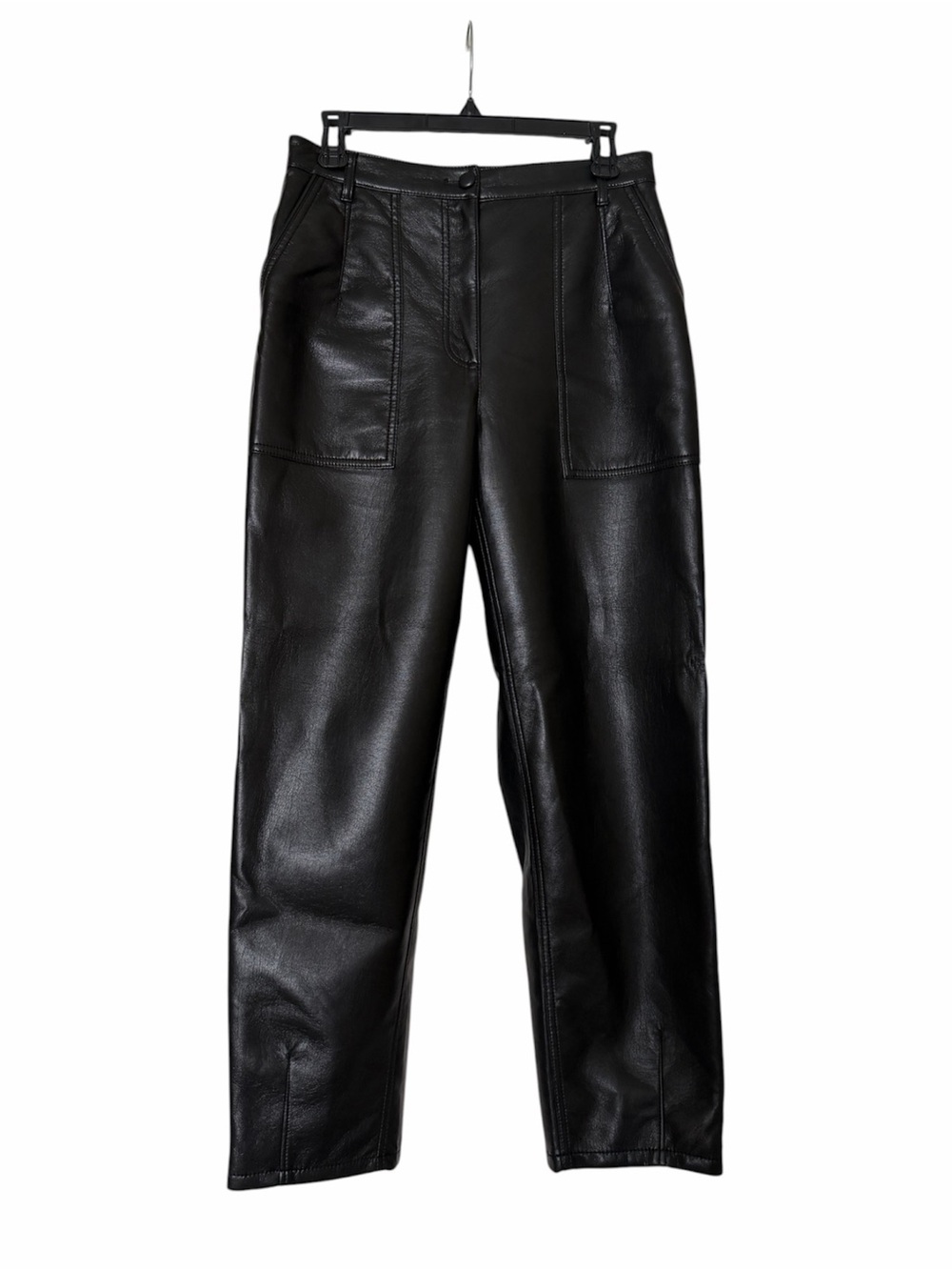 Wilfred Aritizia Black Faux Leather Straight Leg Pants High Rise Vegan Leather